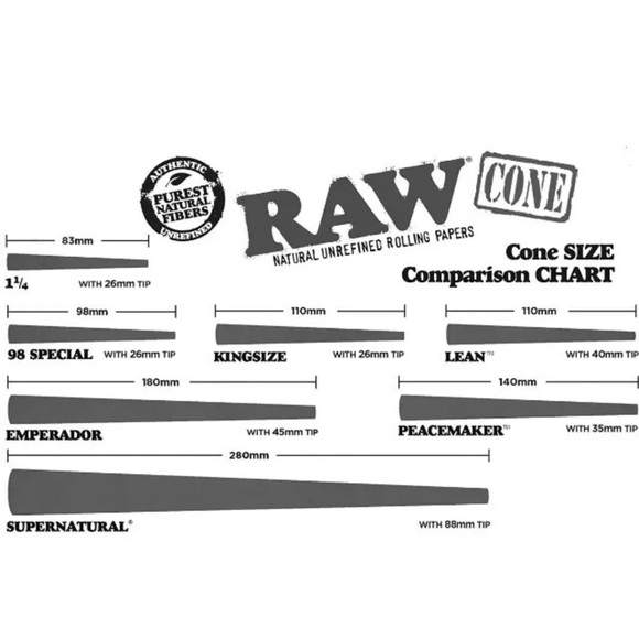 Raw classic King Size cone pre rolled (200pk) + glass cone tip + tube - Picture 5 of 12